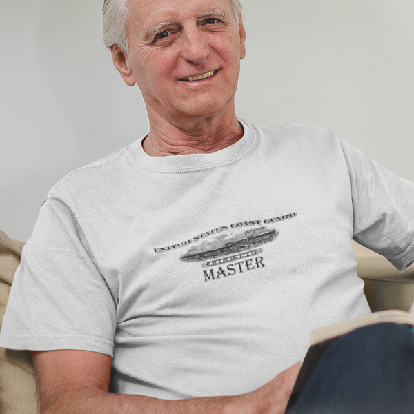 man wearing united states merchant marine captain license t shirt