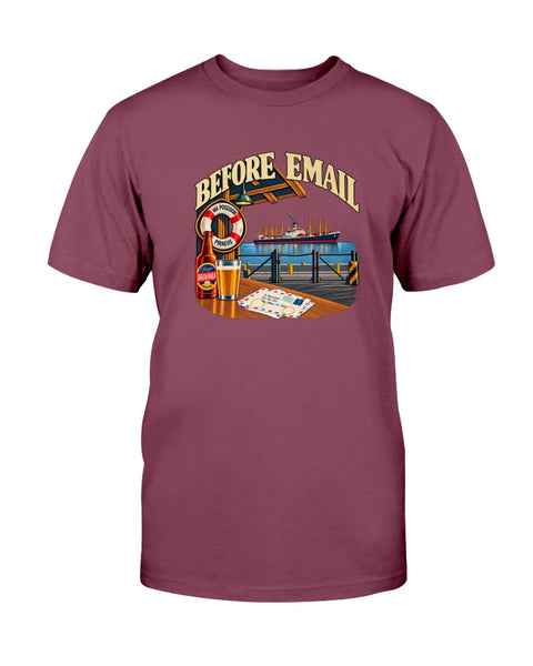 Before Email nostalgic merchant mariner T-shirt with ship and letter from home