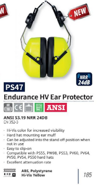 Port West PS47  High Visibility Ear Muffs (NRR 24dB)